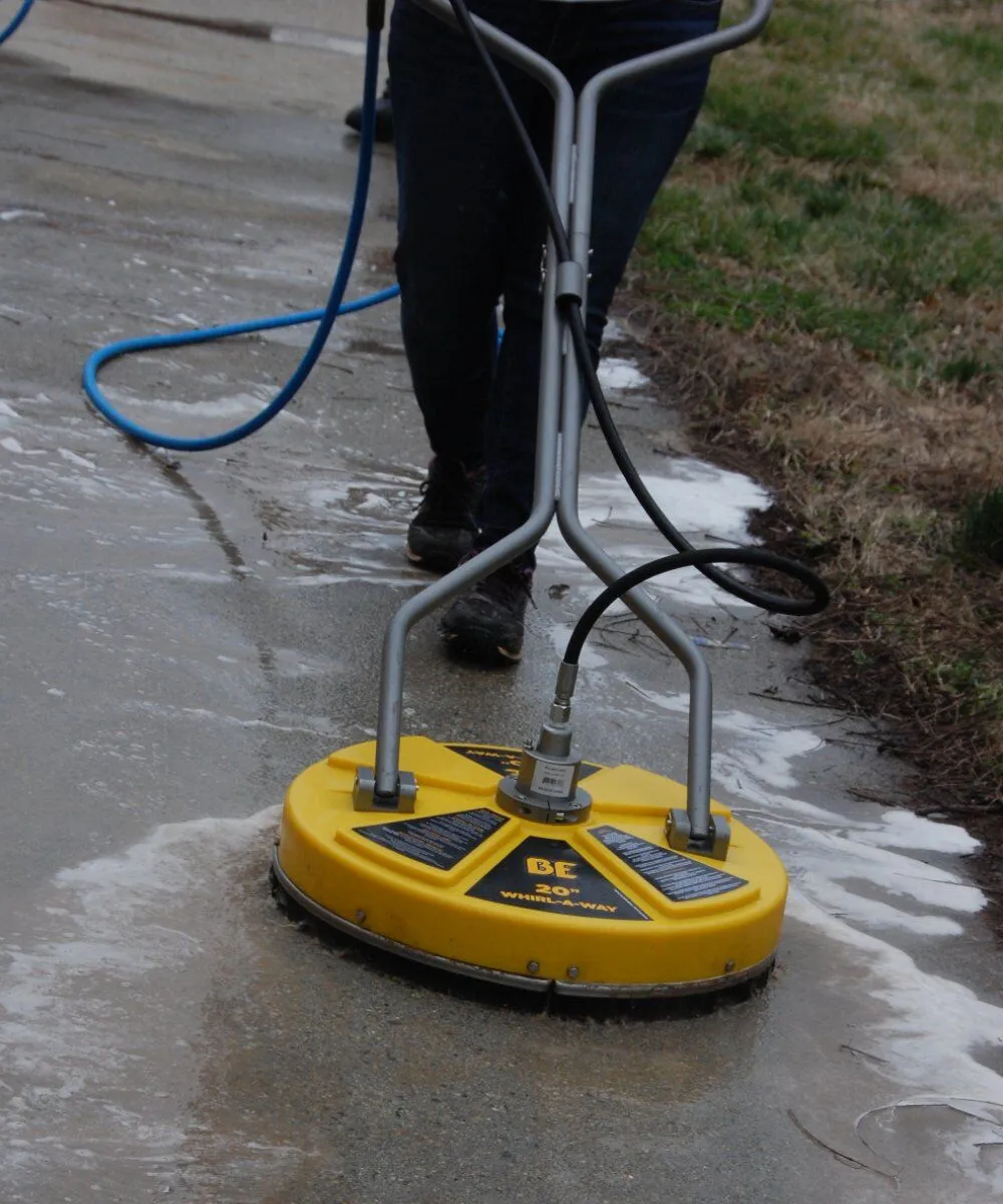 Pressure washing driveway